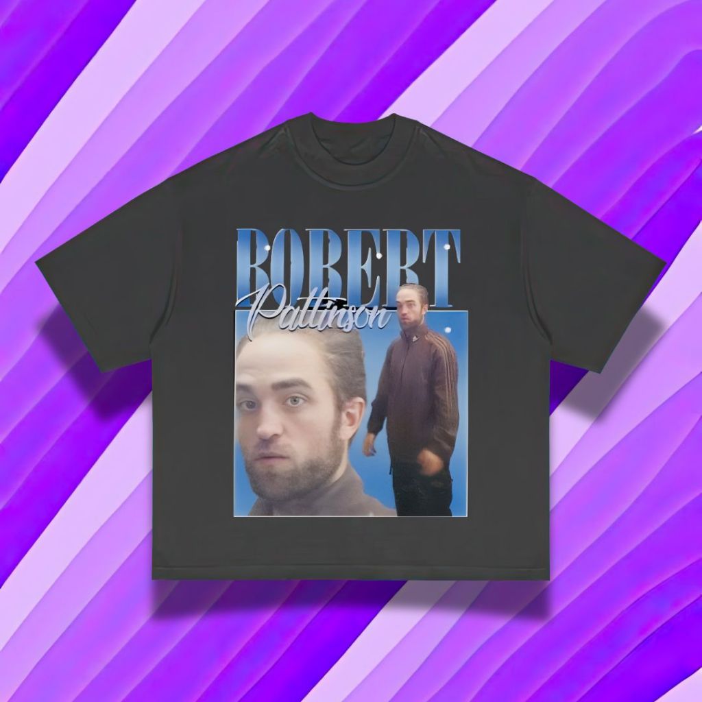 Baju Kaos | Purple Haze | Oversized Vintage Dark Grey T-Shirt "Robert Pattinson"
