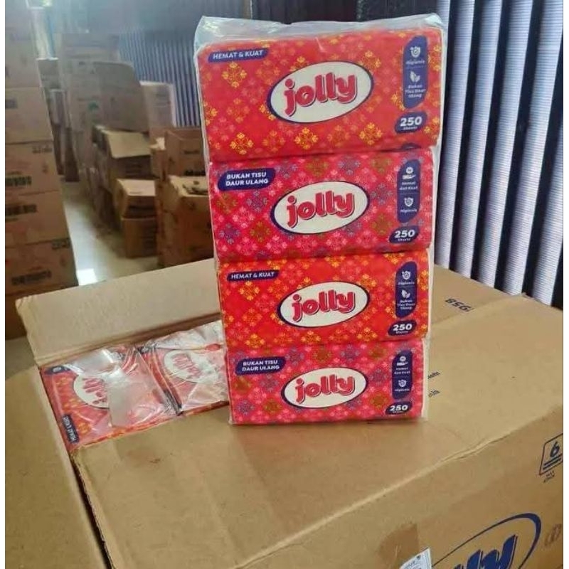 Tissue Jolly 250 Sheets 2 Ply Facial Tissue (4 Pcs)