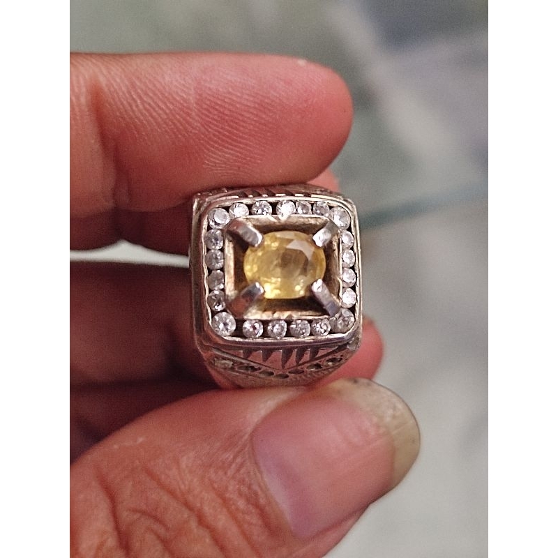 Natural Yelow Safir Ring Perak Murni Handmade