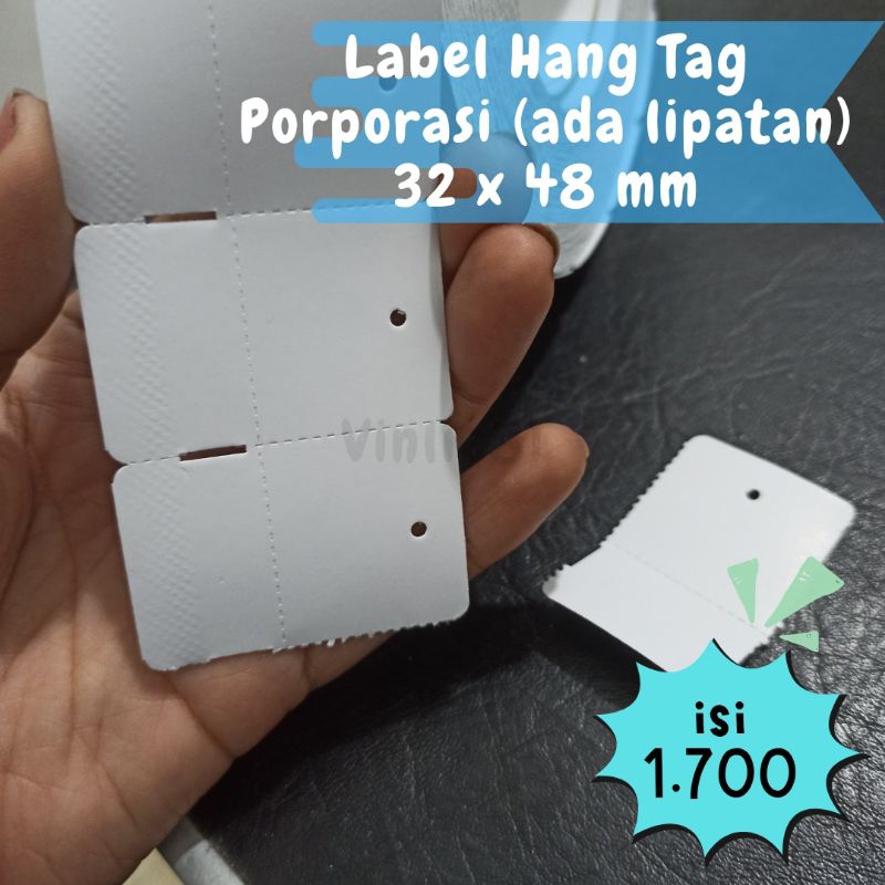 

Label Karton Hang Tag Porporasi (ada lipatan) isi 1.700pcs ukuran 32 x 48 mm