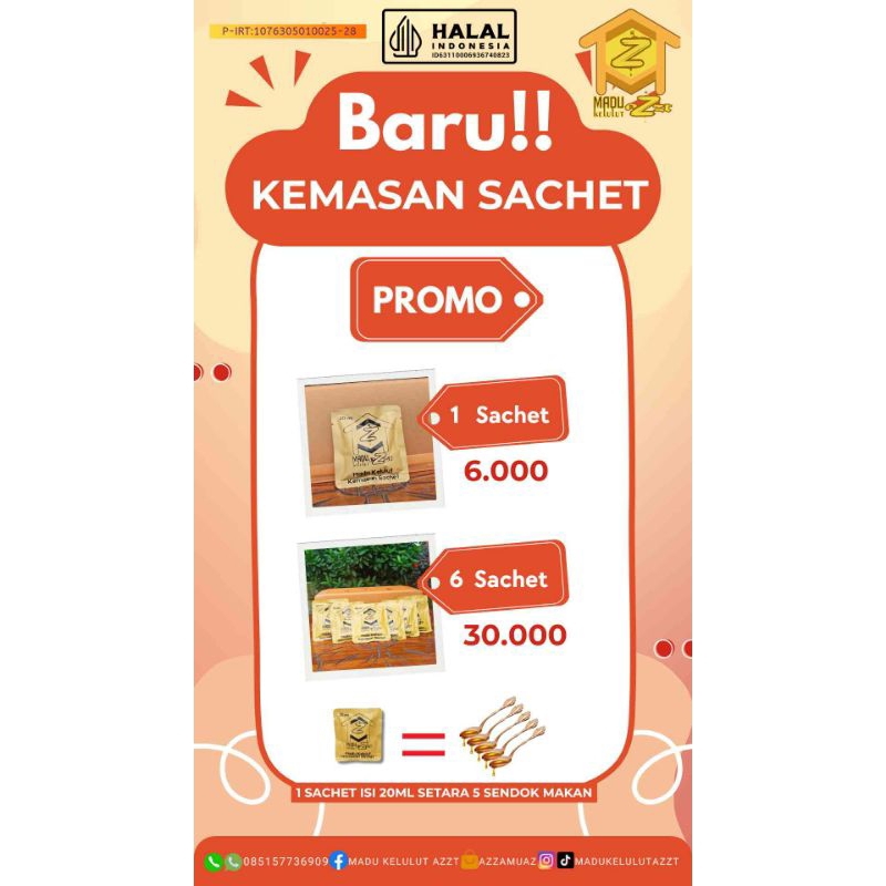 

Madu Kelulut Kemasan Sachet (20ml) / Klanceng / Galo Galo / Stingless Bee Honey / Trigona Itama