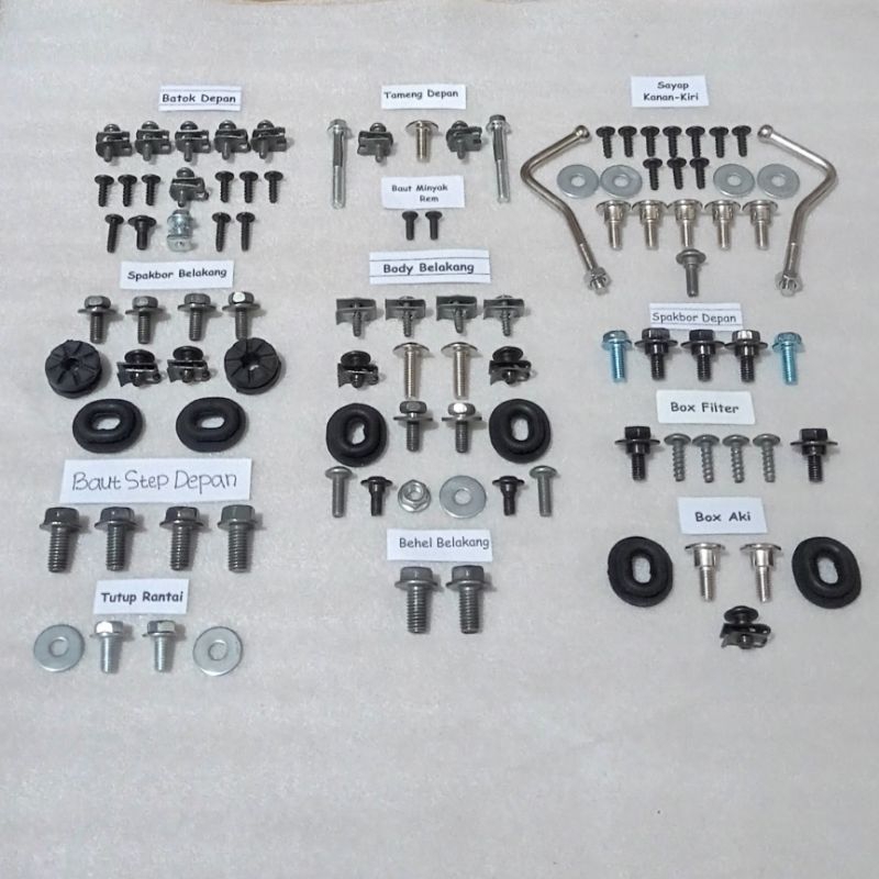 Baut Full Set Cover Bodi Body Honda Supra Fit / Supra X 100cc / Baut Lengkap Cover Body Bodi Honda S