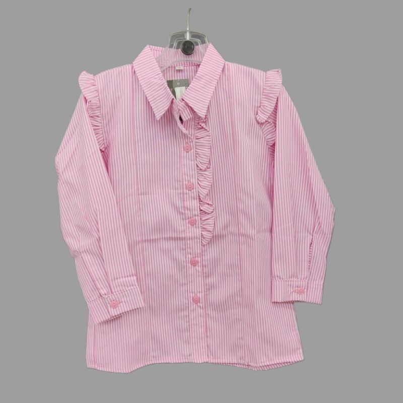 Blouse kemeja salur variasi rempel | Atasan salur strip