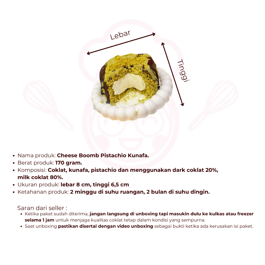 

RB22 Mini Pistachio Dubai Cheese Boom 170g FREE Cokelat Dubai Mini 40g
