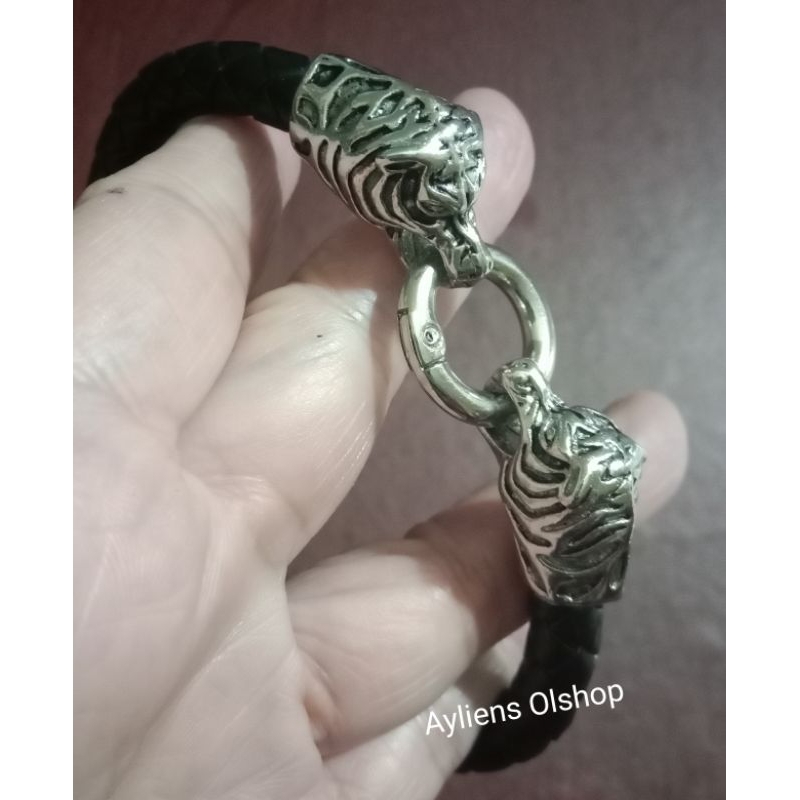 GELANG KULIT IMITASI KEPANG MODEL HARIMAU - GK089 HITAM