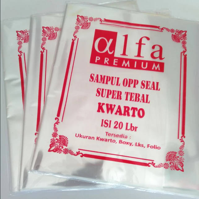 

Sampul Plastik OPP Seal Ukuran KWARTO merk Alfa dan Hore