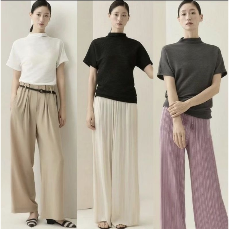 SJ Wani Korea Rib High Neck Blouse - baju wanita