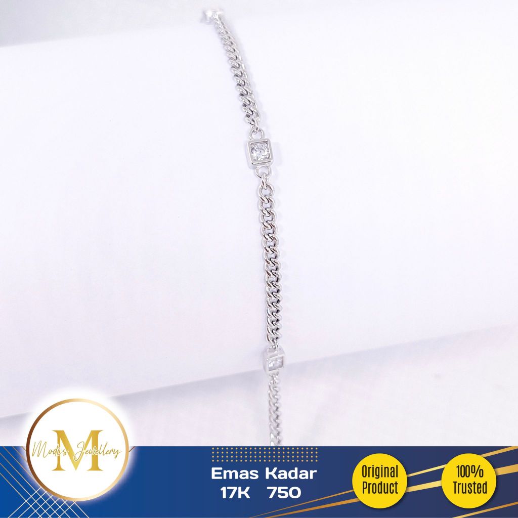 MODIS JEWELLERY - Gelang Sisik Naga Kotak Cube Putih - Emas 17k  750