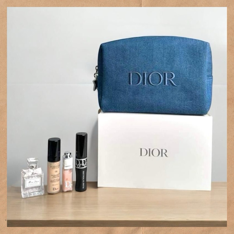 Dior Gift Set Kosmetik Travel Size isi 4 Item + Pouch Denim - Gift Set
