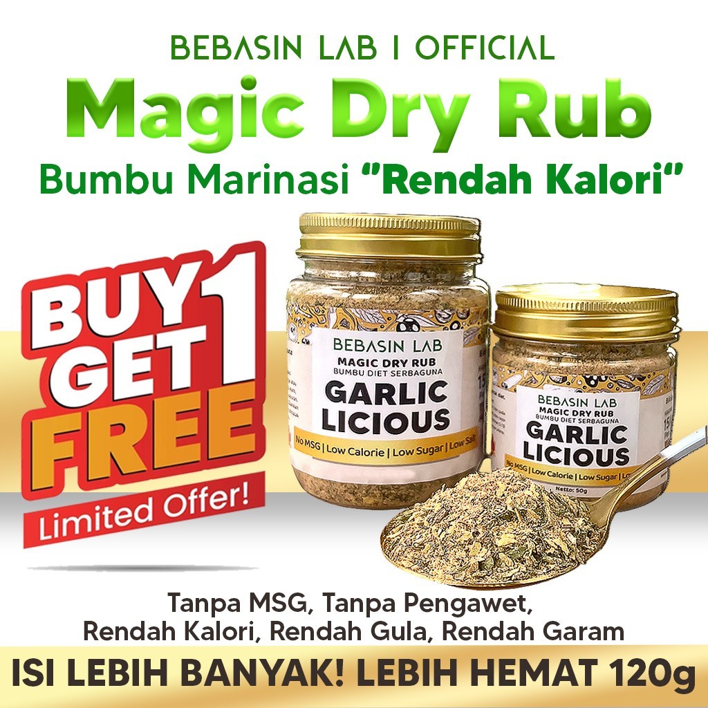 

MAGIC DRY RUB - Garlic Licious | Bumbu Diet | Bumbu Instan | Dry Rub Bumbu Marinasi Ayam & Daging Diet | Bumbu Dapur Bubuk Lengkap Tanpa MSG & Pengawet | Rendah Kalori
