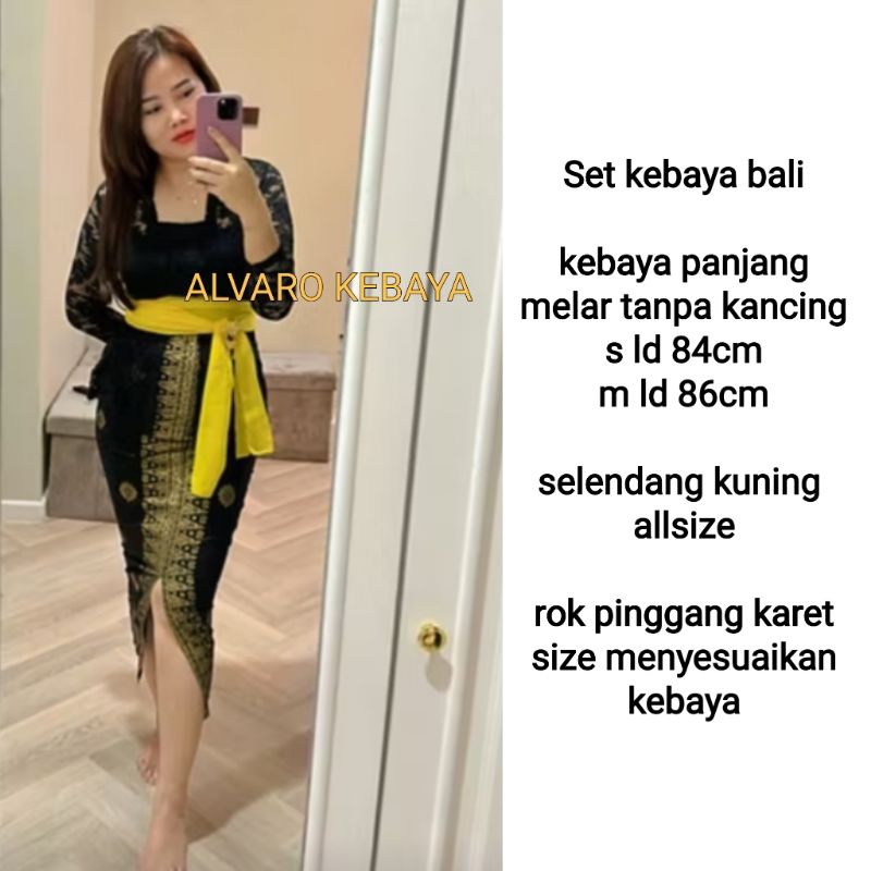 setelan kebaya hitam melar bali set kutubaru klasik cantik modern rok pramugari belah tengah elegan 