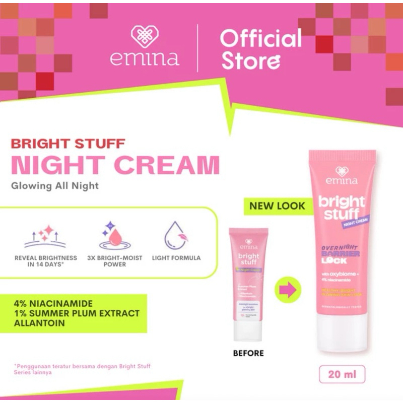 EMINA BRIGHT STUFF NIGHT CREAM // PELEMBAB WAJAH MALAM