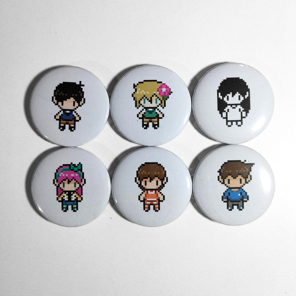 (fanmerch) OMORI // Real World Pixel Sprites - Pin Button and Magnet