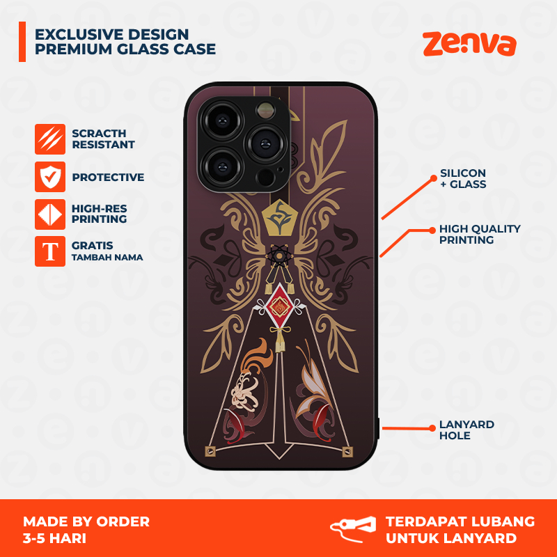 Custom Glass Cosplay Case Hu Tao Genshin Impact Samsung/Iphone/Oppo/Vivo/Xiaomi/Realme