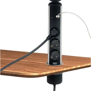 Krisbow Stop Kontak Tanam Meja Ekstensi 3 Socket Usb A & C