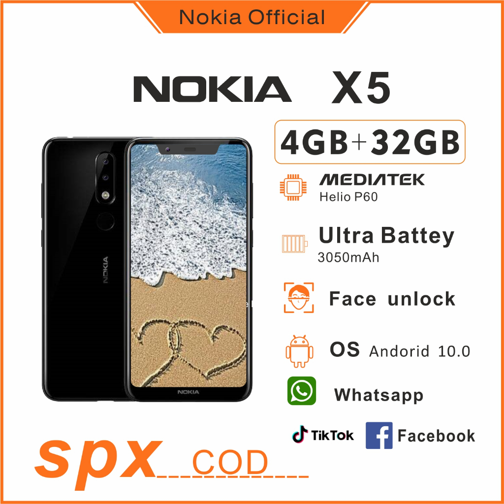 Nokia 5.1plus(X5)  -  port type-c | dual sim | 13MP+5MP+5MP | garansi indonesia | hp murh nokia andr