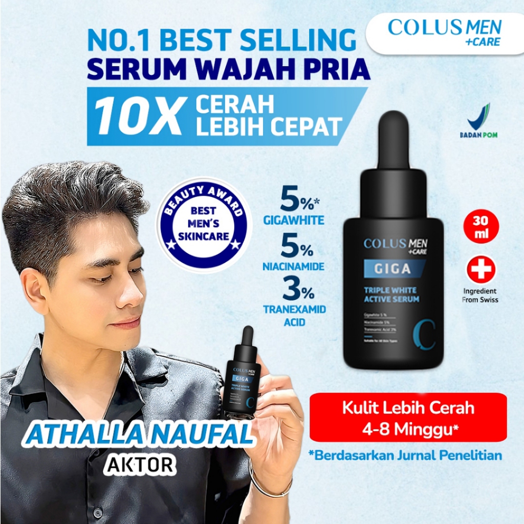 Serum Wajah Pria | Colus Men Triple White Giga Serum | Serum Pria | Pemutih Wajah Pria |