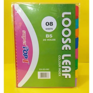

SUPER POP1 LOOSE LEAF COLOUR INDEX IDX-B5-08C PEMBATAS BINDER