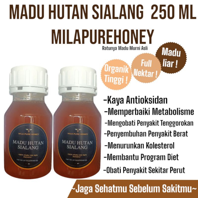 

Milapurehoney-Madu Sialang 250 ml-Madu Liar-Madu Organik Tinggi-Madu Murni Full Nektar-Madu Apis Dorsata