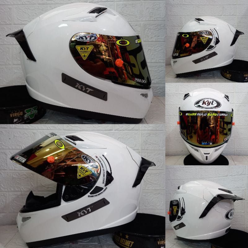 Helm Kyt K2 Rider Solid White Double Visor Paket Ganteng