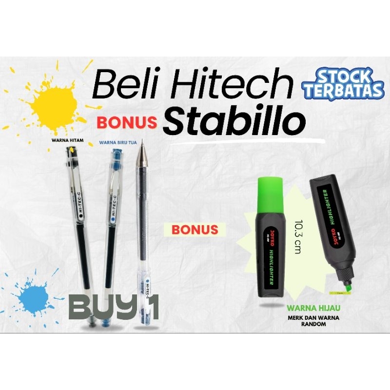 

[ BONUS STABILO] Bolpoint HI-TECH/Pen HI-TECH asli 0,3 (PENGIRIMAN DARI JAWA TIMUR)