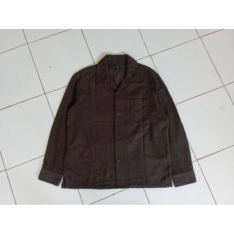 Outer Uniqlo Airsense Flannel Shirt Wool Dark Brown
