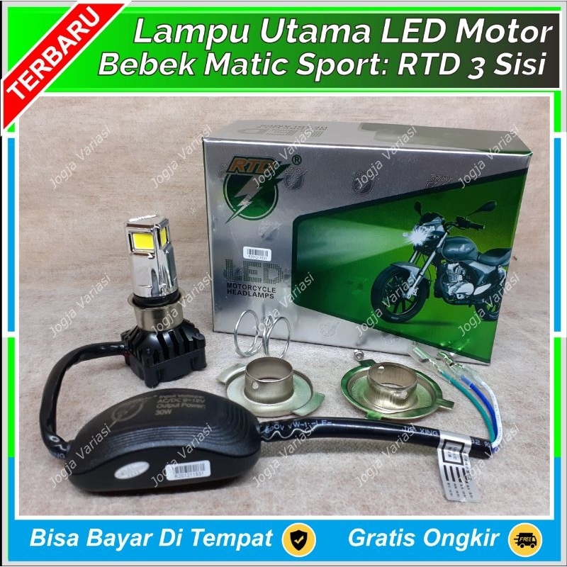 RTD 3 SISI M02D UTAMA MOTOR SUPER TERANG 30W GARANSI RAYTON AC DC LED H6 H4 VARIO BEAT VIXION NINJA 