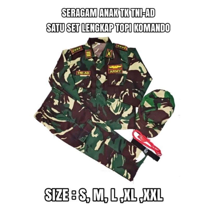 SERAGAM ANAK TK TNI AD/SERAGAM ANAK TK/SERAGAM ANAK TK MURAH/SERAGAM PROFESI ANAK TK