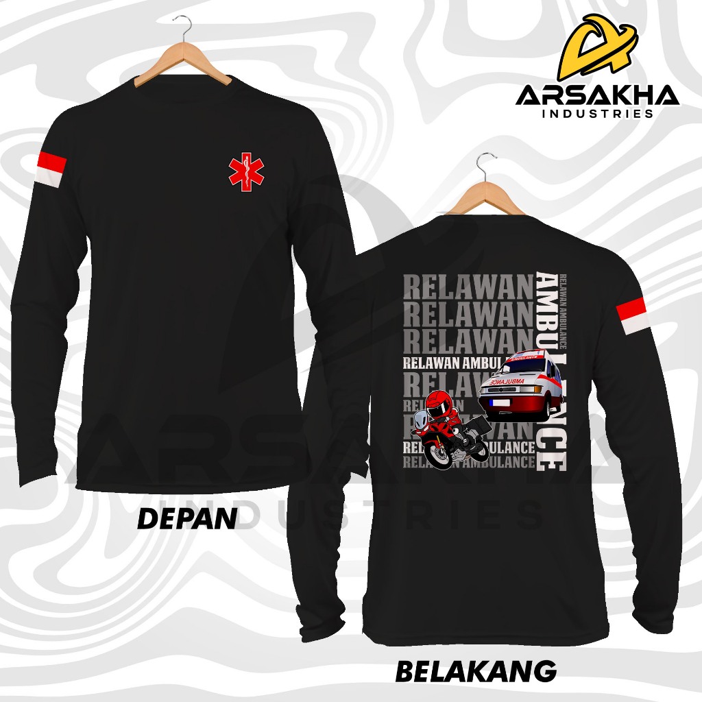 Kaos Lengan Panjang Relawan Ambulance Driver Racing Baju Distro Katun Combed 30s - Arsakha Industrie