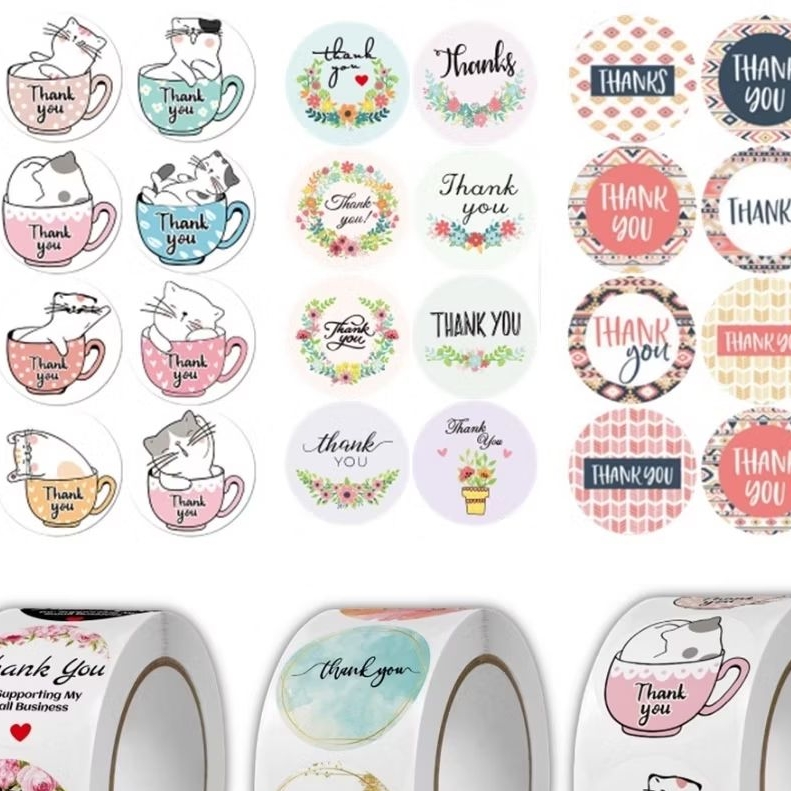 

(100 pcs) Stiker Thank You 2,5 cm , Happy Birthday Sticker, Stiker Kertas Terimakasih