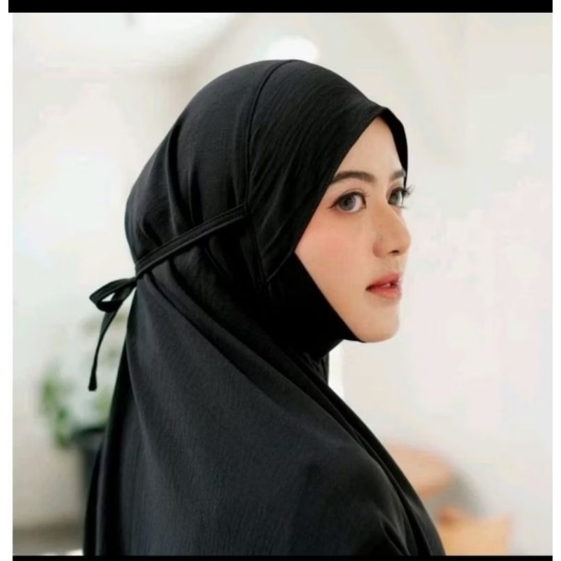 Khimar Dagu Syari/Bergo Dagu Malaisya Crinkle Airflow Super Jumbo