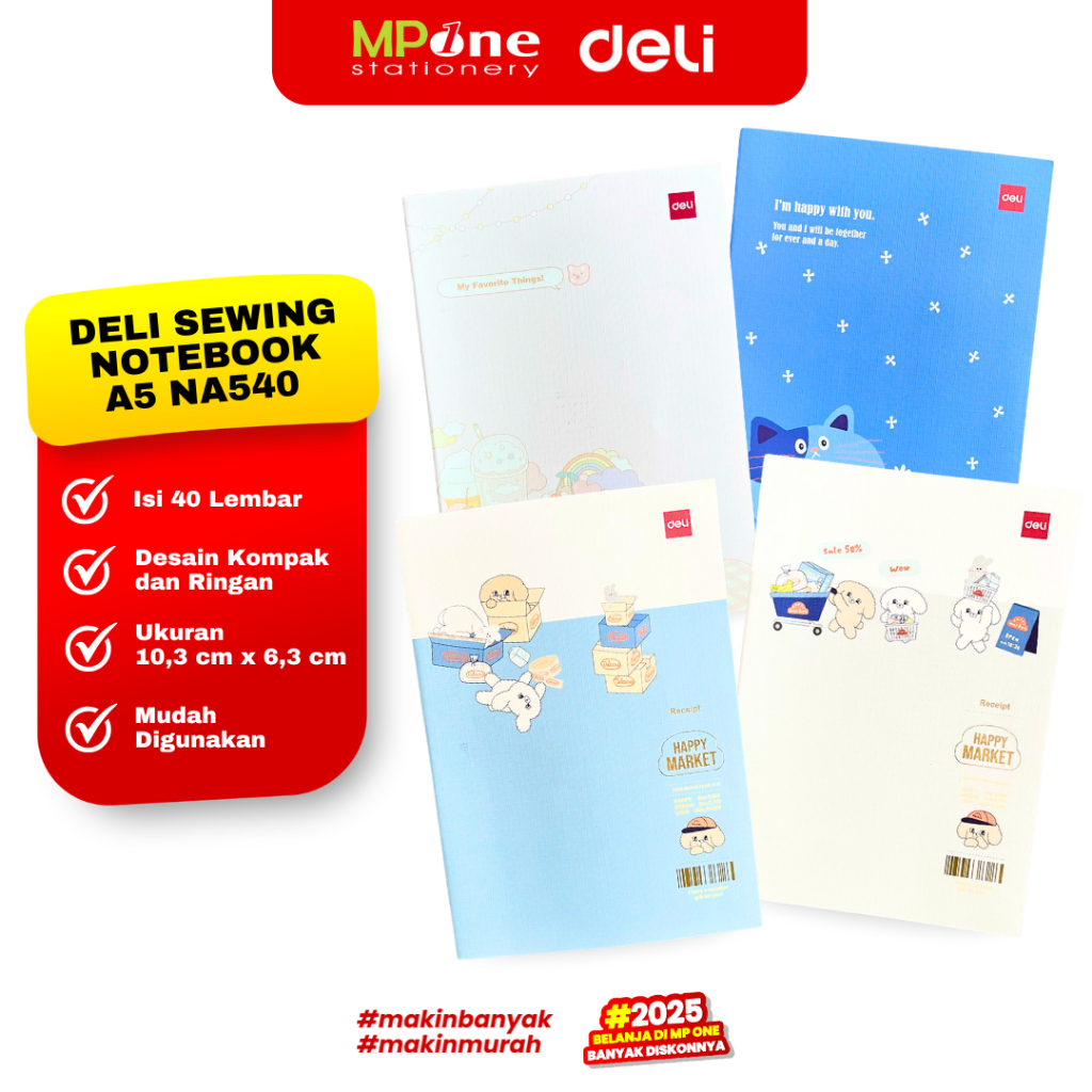 

Deli Sewing Notebook Garis A5 NA540 / Buku Catatan A5 isi 40 Lembar DELI NA540 FX-05/03/04
