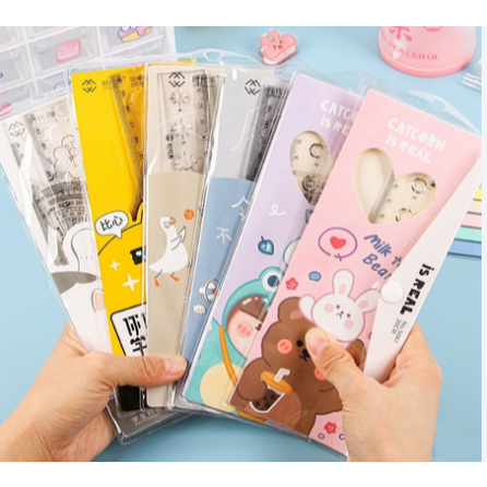 

Penggaris Set 20cm 4 in 1 Hard Ruler / Karakter Tebal 8173 8127 / Premium Quality - Duoduomiao