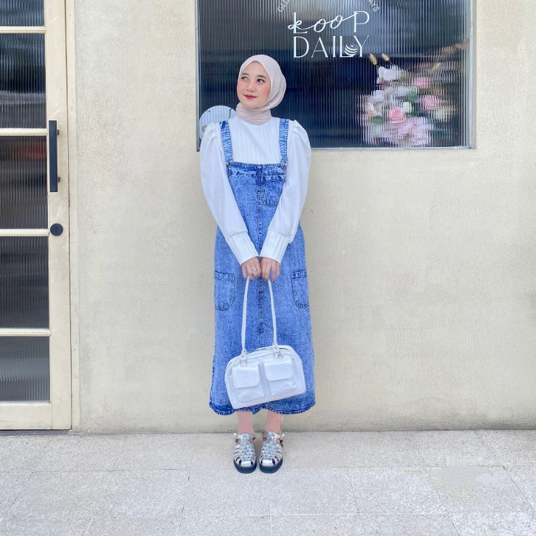 Jemma Jumpsuit Overall Jeans Wanita Rok Panjang