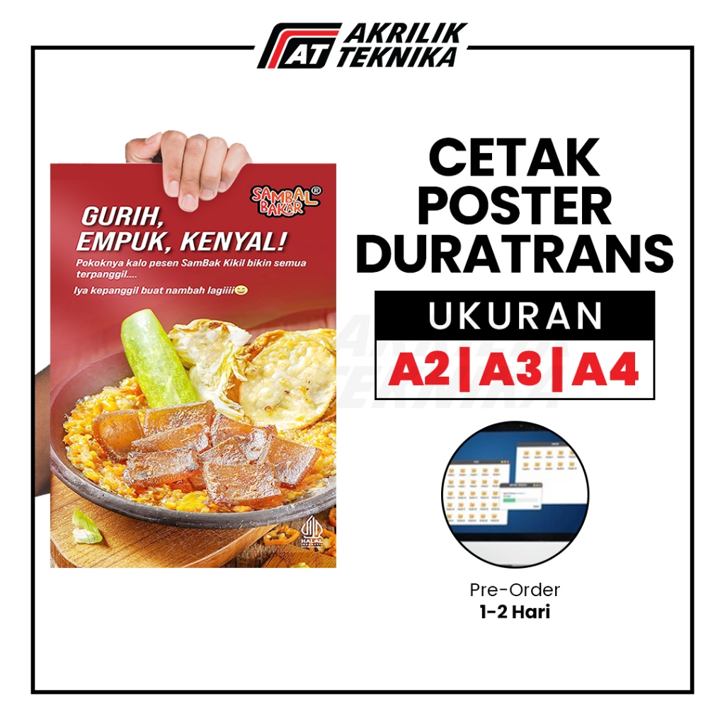 

Print Cetak Kertas Duratrans Laminating Glossy / Slim Light Box - A2 A3 A4