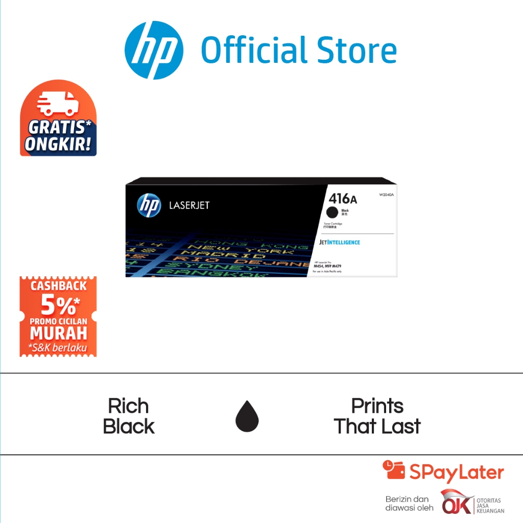 Tinta Printer HP 416A Black Original LaserJet Toner Cartridge Hitam Warna Cartridge Asli / Cyan / Ye