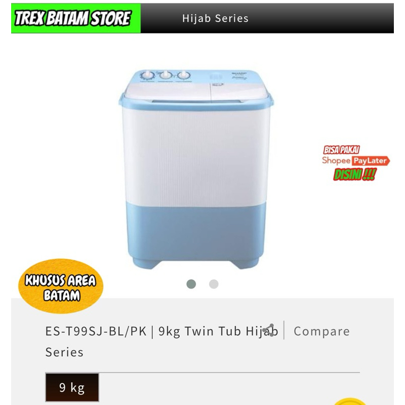 MESIN CUCI ES T99SJ  MANUAL 2 TABUNG SHARP 9 KG GARANSI RESMI [ BATAM ]