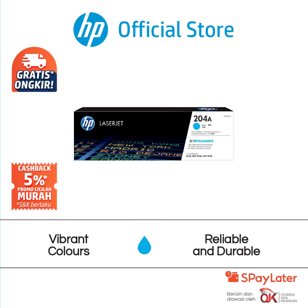Tinta HP 204A Cyan Original LaserJet Toner Cartridge / Warna / Cartridge Asli / Promo Murah Gratis O