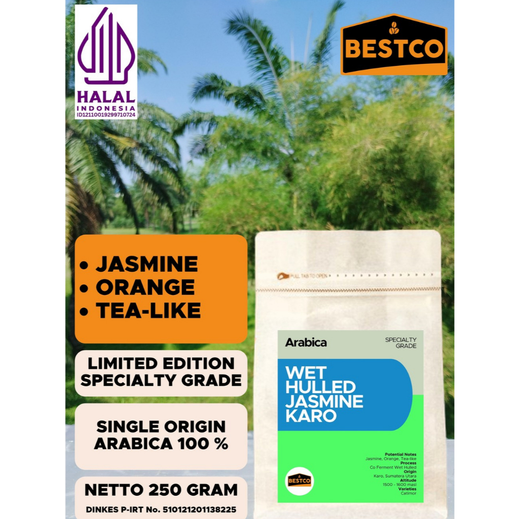 

Kopi Bestco Specialty Arabica Wet Hulled Jasmine Karo 250 gr