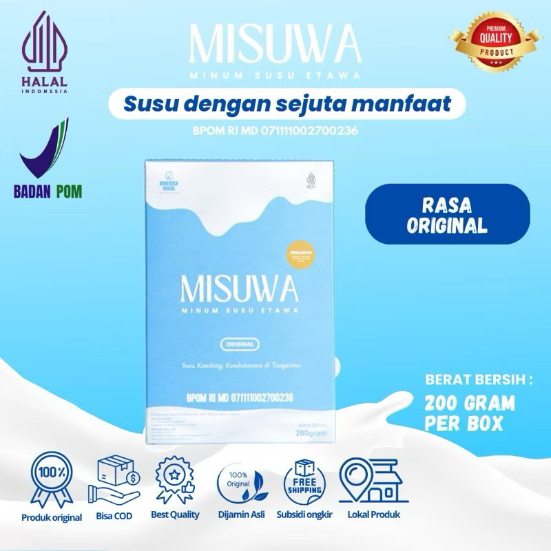 

MISUWA - Susu Kambing Etawa | Susu Kesehatan | Susu untuk tulang sendi dan otot | Susu untuk permasalahan paru-paru dan pernapasan | Susu original | Susu Kambing rasa original