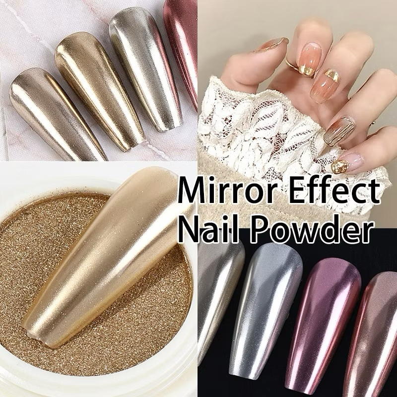 1 Kotak Nail Art Solid Chrome Powder Serbuk Glitter Mirror Chrome Powder Aksesoris Kuku/ Bubuk Glitt