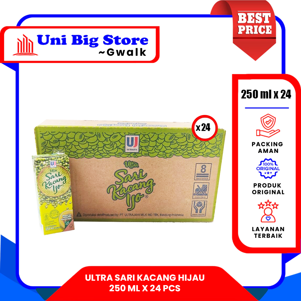 

ULTRA SARI KACANG IJO MINUMAN KACANG HIJAU DUS - (250 ml x 24 pcs)
