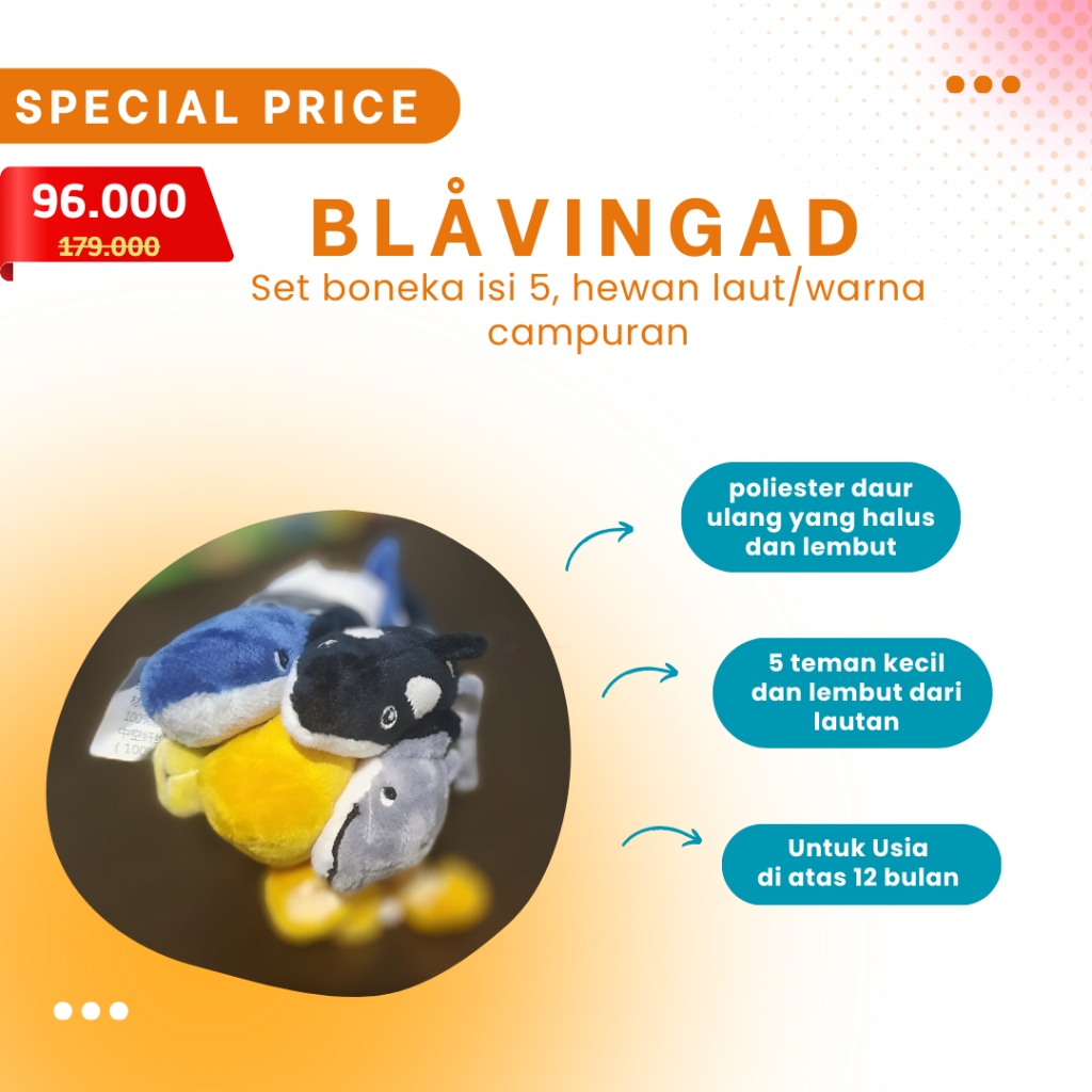 IKEA - BLAVINGAD - Set boneka isi 5 hewan laut