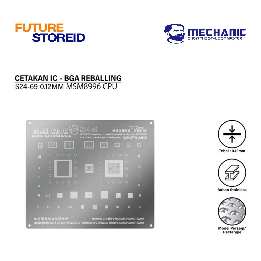 MECHANIC S24-69 CETAKAN IC 0.12MM MSM8996 CPU Universal Xiaomi 5/5S/5S Plus/NOTE2/MIX ORIGINAL