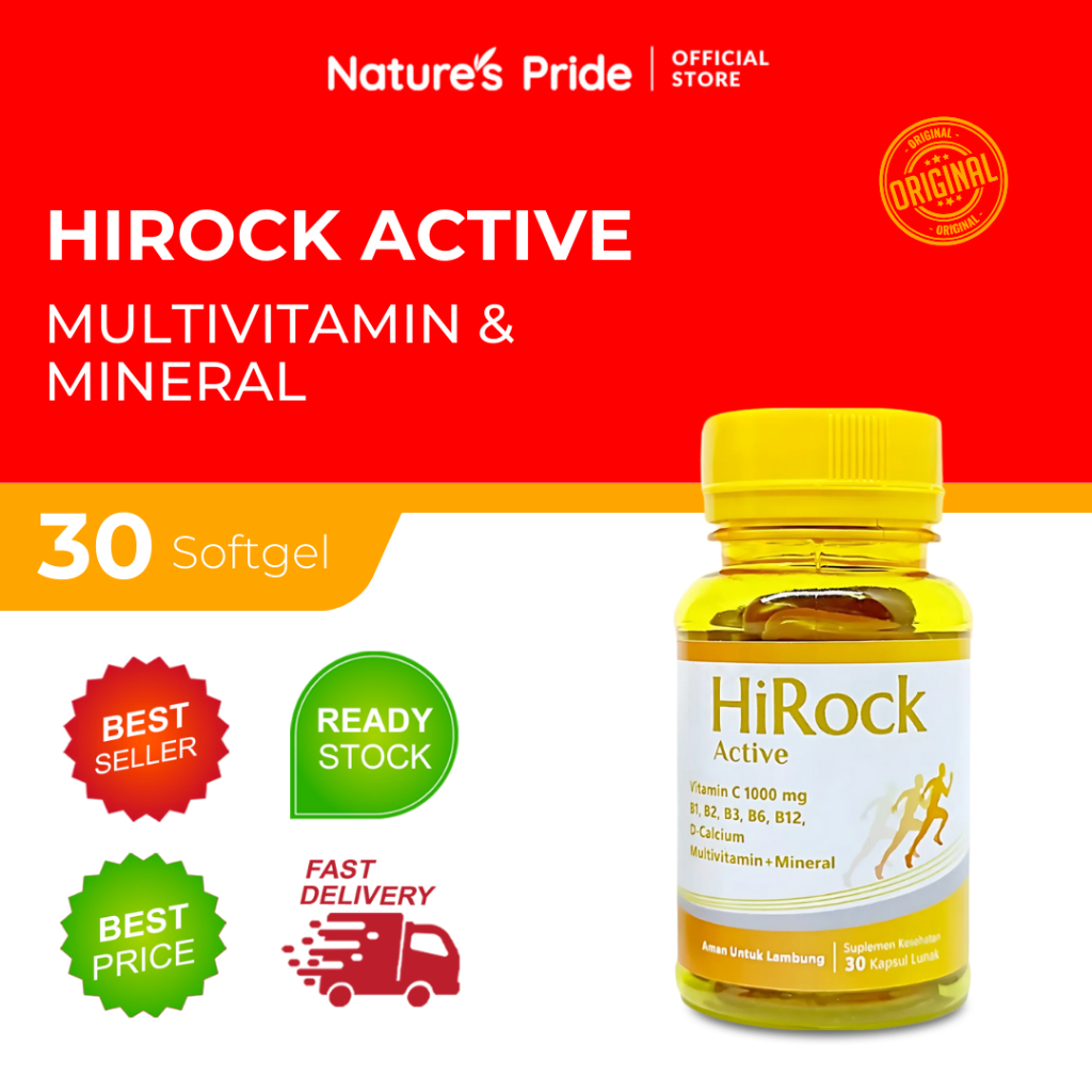 HIROCK ACTIVE MULTIVITAMIN + MINERAL ISI 30 KAPSUL LUNAK - AMAN UNTUK LAMBUNG