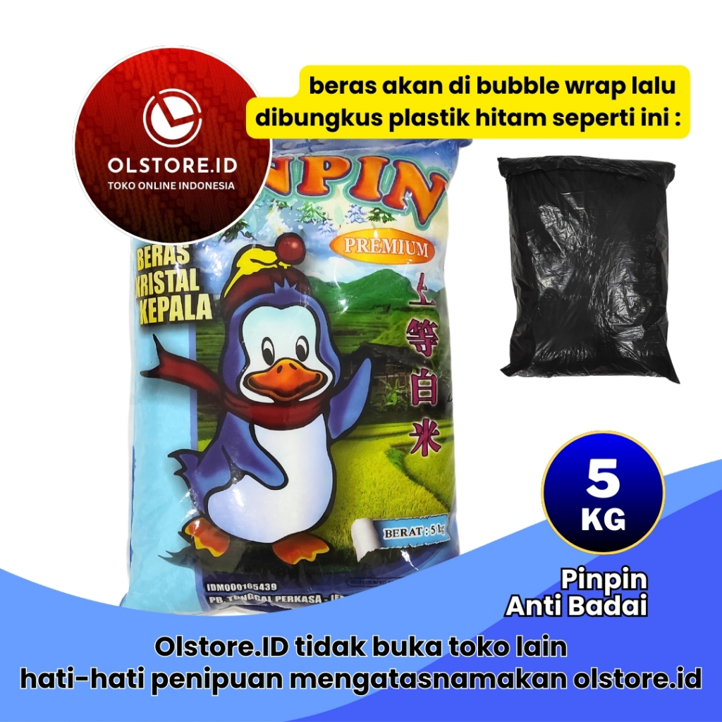 

Beras Premium Pinpin 5kg Anti Badai (Untuk kirim Kargo/Reguler, bukan Instant)