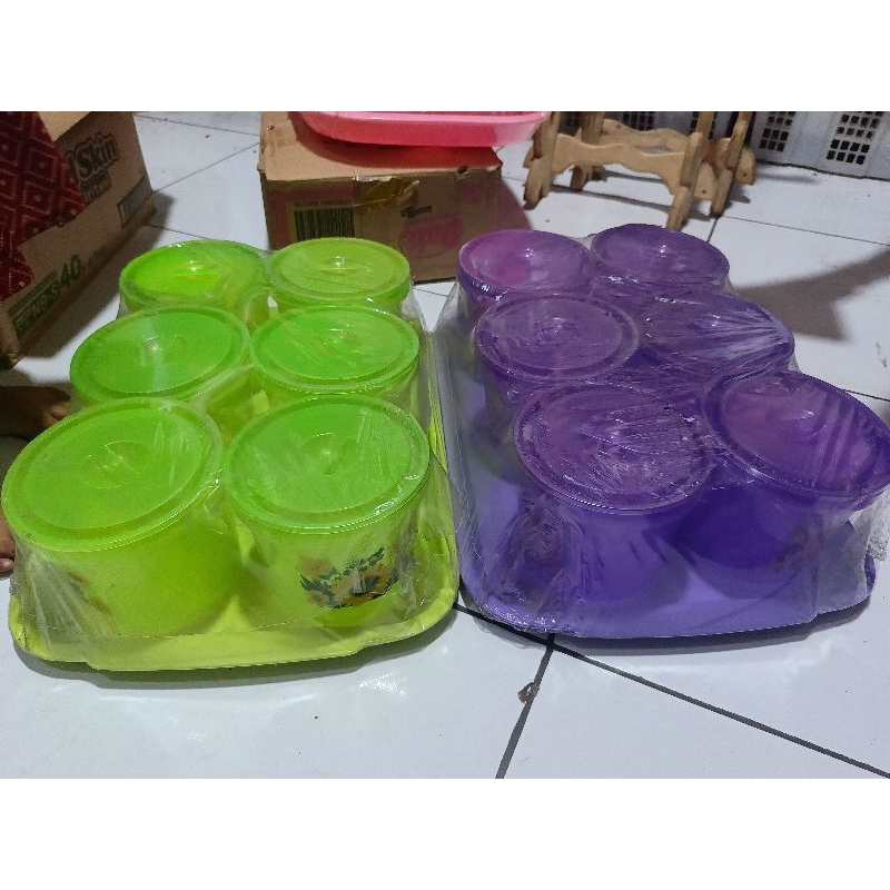 set toples 6 pc + nampan tutup drat pink ungu hijau