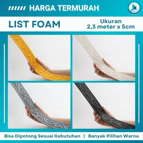 Sticker List Foam 5 Cm Pembatas Dinding Plafon Wallfoam Lis Perekat Serbaguna Motif Ukir Aesthetic