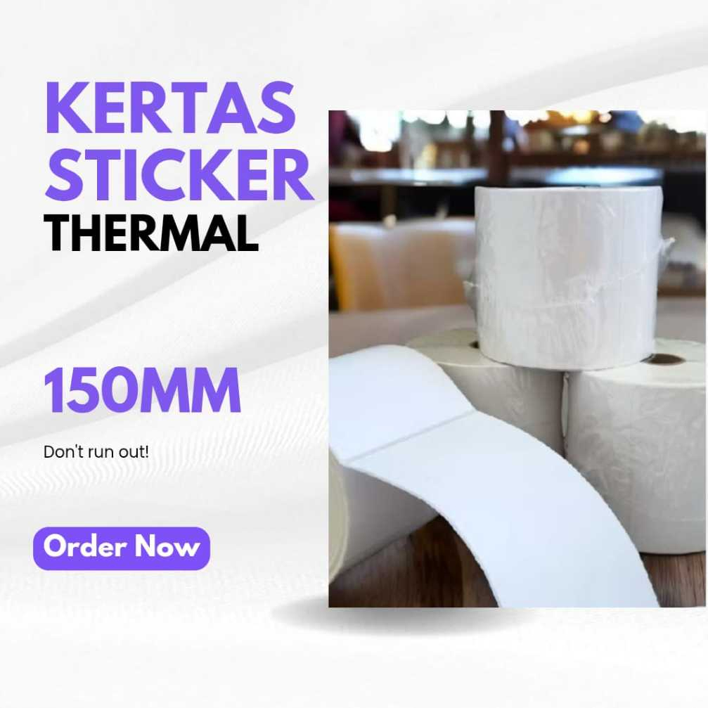 

Label Kertas Sticker Thermal | Kertas Barcode 100*150mm A6 isi 500 lembar