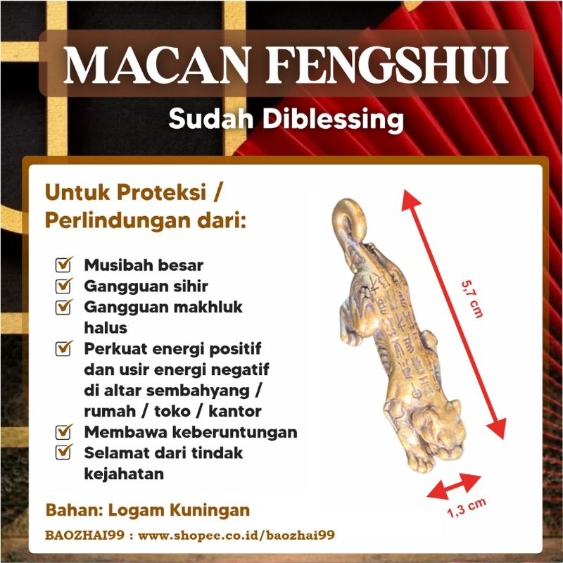 Patung Macan Fengshui Sudah Diblessing, Ukuran Kecil